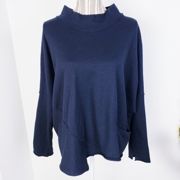 OSKA Sweaters - OSKA 100% Wool Boxy Lagenlook Oversized Slouchy Sweater Dark Navy